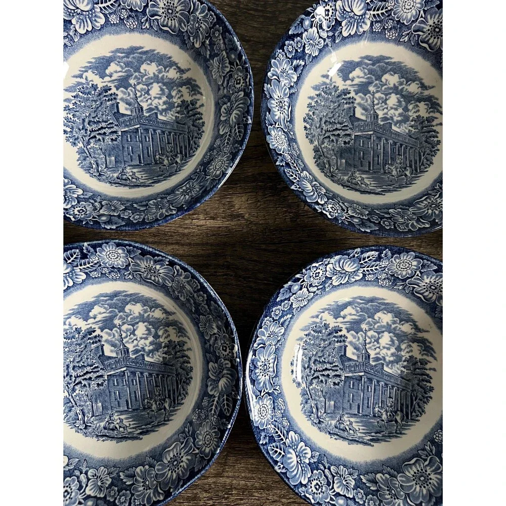 Blue and White Liberty Blue, Historical Colonial Scenes Collection Bowl